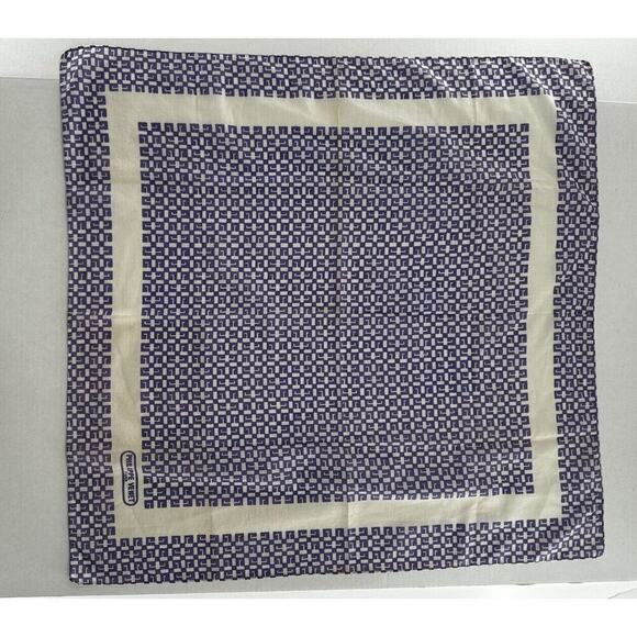 PHILIPPE VENET Bandana Scarves Neckerchief 100% Silk Geometric Purple Ivory​​ - Picture 2 of 6